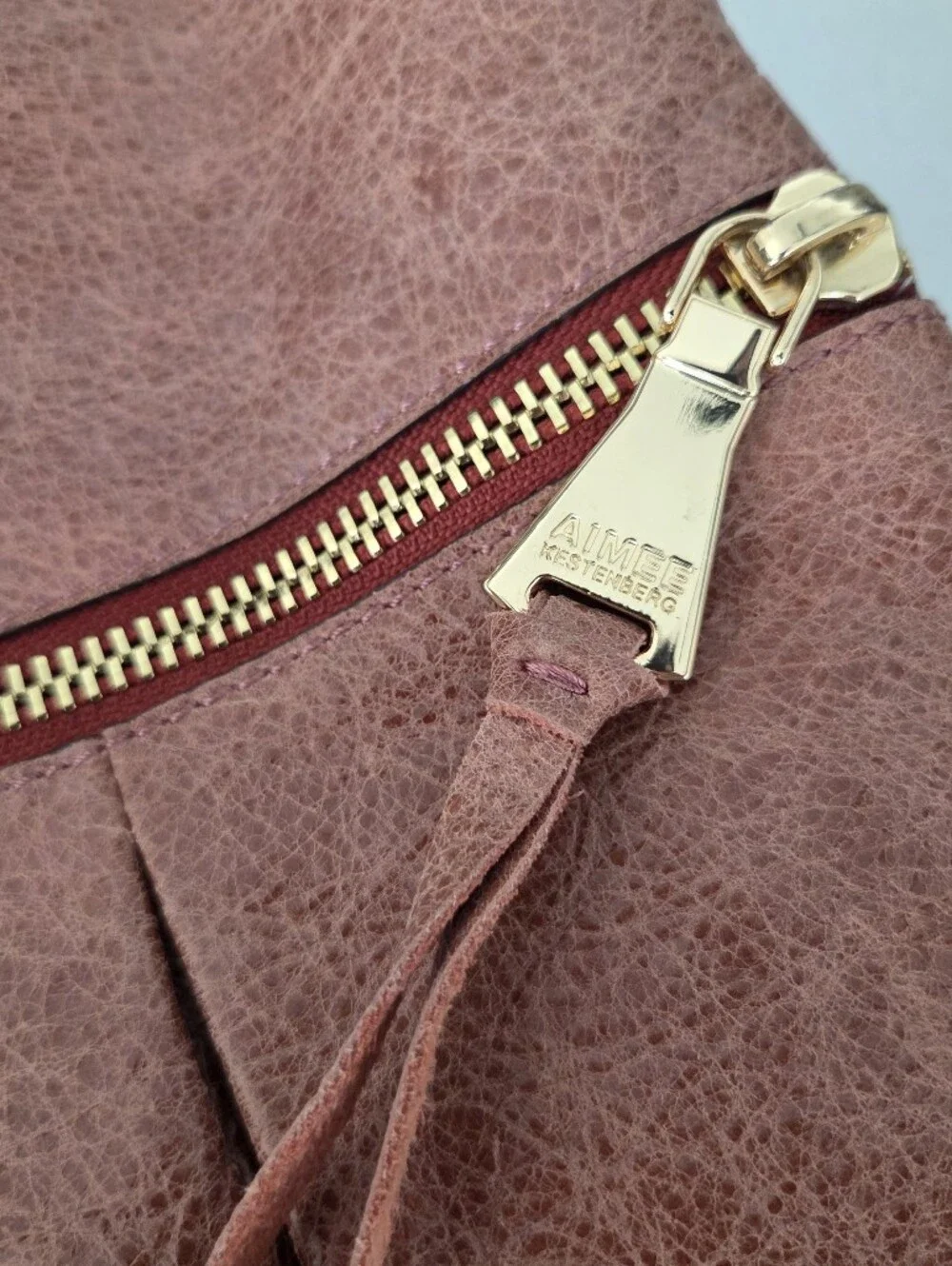 Aimee Kestenberg Leather Gia A-Line Hobo Bag, Dusty Rose / Light Rusty Brown